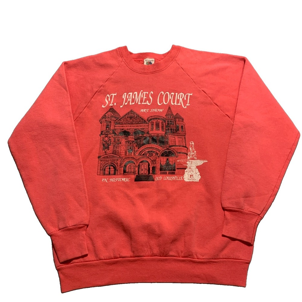 Vintage 80s St James Court Art Show Sweatshirt Old Louisville KY Pink Crewneck L